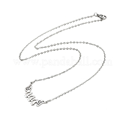201 Stainless Steel Number 444 with Butterfly Wings Pendant Necklaces&nbsp;LS-NJEW-P332-01B-P