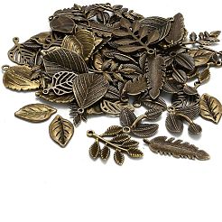 Mixed Style Tibetan Style Alloy Leaf Pendants&nbsp;TIBEP-F040-01AB