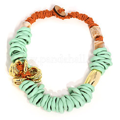 Acrylic and CCB Plastic Ring Beaded Waxed Cord Necklaces for Women&nbsp;FS-WG50C40-01