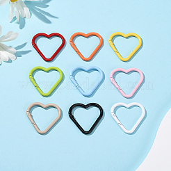 18Pcs 9 Colors Baking Paint Alloy Spring Gate Rings&nbsp;FIND-SC0017-36
