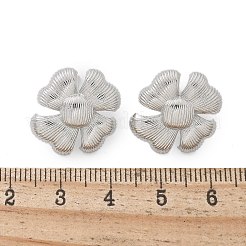 真鍮の花のスタッドピアス  鉛フリー＆カドミウムフリー  長持ちメッキ  ラックめっき  プラチナ  18x17mm&nbsp;EJEW-R016-17P