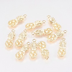 真鍮チャーム  パイナップル  ニッケルフリー  18KGP本金メッキ  18x7x1mm  穴：1.5mm&nbsp;LS-KK-K215-12G