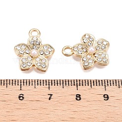 ラックメッキ合金パヴェラインストーンペンダント  アブソリュートプラスチック模造パール  花  クリスタル  17.5x15x3.5mm  穴：2mm&nbsp;FIND-N005-15A
