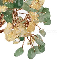 Natural Yellow Quartz & Green Aventurine Chips Tree Decorations&nbsp;DJEW-M012-03A