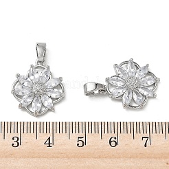 Brass Micro Pave Clear Cubic Zirconia Pendants&nbsp;KK-A299-15P