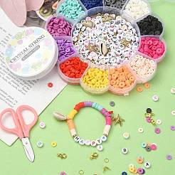 DIY ブレスレット ネックレス メイキング キット  ポリマークレイディスク、アクリルレター、天然シェルビーズを含む  プラスチック製のヒトデペンダント  合金の留め金  はさみ  ミックスカラー  2527個/箱&nbsp;DIY-YW0007-76