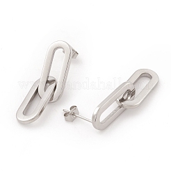 304 Stainless Steel Interlocking Oval Dangle Stud Earrings for Women&nbsp;EJEW-E264-06