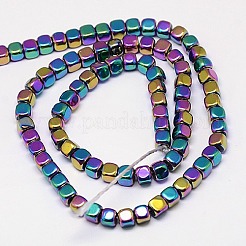 Electroplate Non-magnetic Synthetic Hematite Beads Strands&nbsp;X-G-J172-3x3mm-03