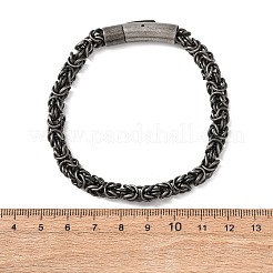 304ステンレススチールビザンチンチェーンブレスレット女性男性用  アンティークシルバー  8.66インチ（22cm）&nbsp;BJEW-C148-05AS-02