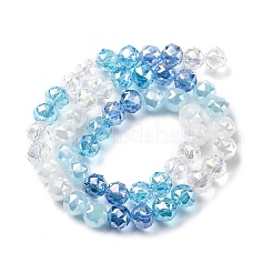 透明ガラスビーズ連売り  ラウンド  多面カット  空色  8x7mm  穴：1.5mm  約50個/連  14.17''（36センチメートル）&nbsp;GLAA-Q009-01D