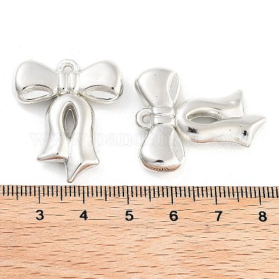 CCBプラスチックペンダント  蝶結び  プラチナ  30x26x5mm  穴：1.5mm  約299個/500g&nbsp;CCB-S164-14P-1