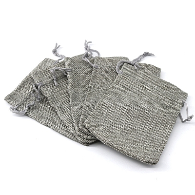 長方形のポリエステル製収納バッグ  巾着袋包装袋  グレー  14x10cm&nbsp;PW-WG24103-17-1-1