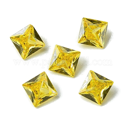 キュービックジルコニアカボション  ポイントバック  正方形  きいろ  8x8x4mm&nbsp;ZIRC-P116-01B-13-1