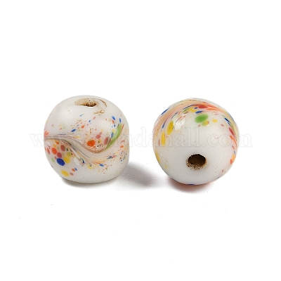手作りランプワークビーズ  ラウンド  ベージュ  20.5-21x19-20mm  穴：4mm&nbsp;BLOW-D006-01G-1