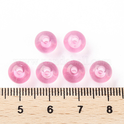 透明なアクリルビーズ  ラウンド  ショッキングピンク  8x7mm  穴：2mm  約1745個/500g&nbsp;MACR-S370-A8mm-704-1