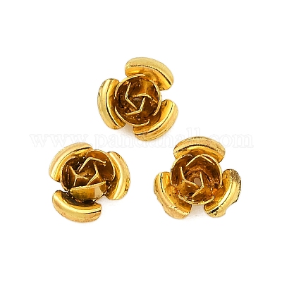 鉄のビーズ  ラックめっき  花  ゴールドカラー  8x8.5x5mm  穴：0.6mm&nbsp;FIND-A049-01A-G-1
