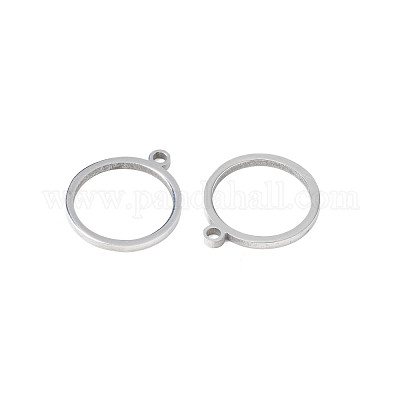 変色しない304ステンレススチールチャーム  リング  ステンレス鋼色  12.5x11x1mm  穴：1.4mm&nbsp;STAS-N095-107-1