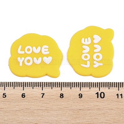 塩ビカボション  ラバー加工  きいろ  言葉  24.5x28.5x2.8mm&nbsp;PVC-D001-01E-1