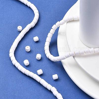 樹脂粘土ビーズ連売り  コラム  ホワイト  5~7x6mm  穴：1.5~2mm  約61~69個/連  15.74インチ&nbsp;CLAY-T001-C14-1