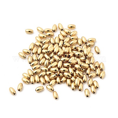 真鍮ビーズ  ライス  18KGP本金メッキ  5.5x3.5mm  穴：1mm&nbsp;KK-P344-07G-1
