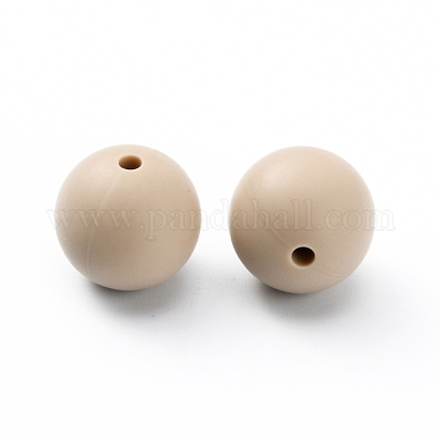 シリコンビーズ  ラウンド  淡い茶色  14.5~15mm  穴：2.2mm&nbsp;SIL-WH0012-001L-1