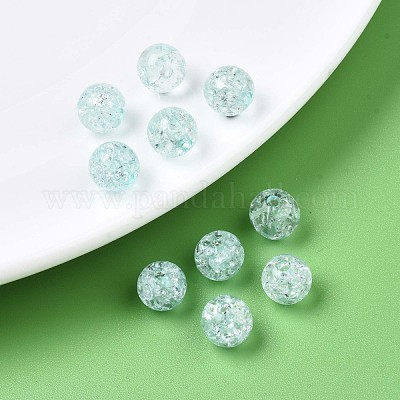 クリアクラックアクリルビーズ  ラウンド  空色  8x7mm  穴：1.8~2mm  約1745個/500g&nbsp;MACR-S373-66-N07-1