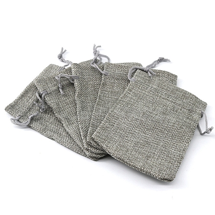 長方形のポリエステル製収納バッグ  巾着袋包装袋  グレー  14x10cm&nbsp;PW-WG24103-17-1-1