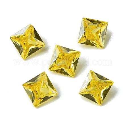 キュービックジルコニアカボション  ポイントバック  正方形  きいろ  8x8x4mm&nbsp;ZIRC-P116-01B-13-1
