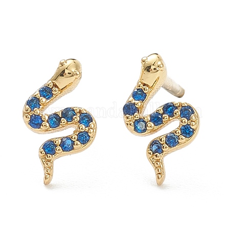 Brass Micro Pave Cubic Zirconia Stud Earrings EJEW-A058-17G-1