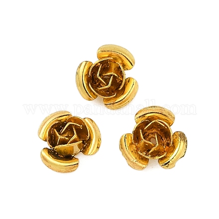 鉄のビーズ  ラックめっき  花  ゴールドカラー  8x8.5x5mm  穴：0.6mm&nbsp;FIND-A049-01A-G-1
