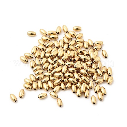 真鍮ビーズ  ライス  18KGP本金メッキ  5.5x3.5mm  穴：1mm&nbsp;KK-P344-07G-1