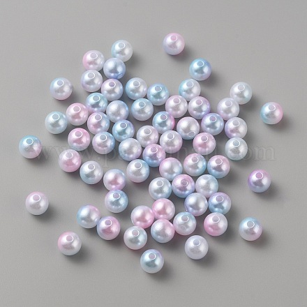 腹筋プラスチックビーズ  ツートン  ラウンド  空色  8mm  穴：2mm  1500個/ 500g&nbsp;KY-CJC0010-02B-1