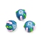 Baking Paint Glass Enamel Beads, Hand Painted Beads, Round, Steel Blue, 9.5x11mm, Hole: 1.2mm