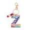 Wood Keychain, with Dye & Iron Key Ring, Letter Z, 11.6~12.1cm