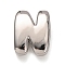 Brass Beads, Long-Lasting Plated, Rack Plating, Lead Free & Cadmium Free, Platinum, Letter N, 21x16x7mm, Hole: 18x4mm