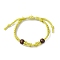 Adjustable Braided Waxed Cotton Macrame Pouch Bracelet Making, Interchangeable Empty Stone Holder, with Wood Bead, Pale Goldenrod, 1/4 inch(0.65cm), Inner Diameter: 2-1/4~3-5/8 inch(5.8~9.2cm)