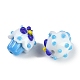 手作りのランプワークの凹凸のあるビーズ  カップケーキ  ブルー  14~16x12.5~14x13~14mm  穴：1.2~1.5mm&nbsp;LAMP-I027-04B-2