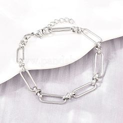 304ステンレススチールペーパークリップチェーンブレスレット＆ネックレスジュエリーセット  カニカン付き  ステンレス鋼色  565mm&nbsp;SJEW-L199-02P