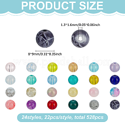 528Pcs 24 Styles Baking Paint Glass Beads&nbsp;DGLA-FG0001-01
