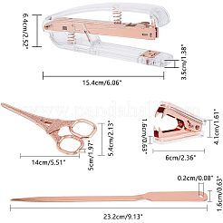 オフィスツールセット  透明なスプリング式デスクトップホッチキス  鉄の爪ステープルリムーバー  ステンレスはさみ＆封筒オープナー  ローズゴールド&nbsp;AJEW-NB0001-56