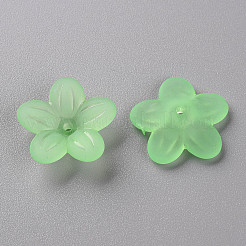 つや消しアクリルビーズキャップ  5花びら  花  薄緑  19.5x20x5.5mm  穴：1.6mm  約740個/500g&nbsp;MACR-S371-08A-733