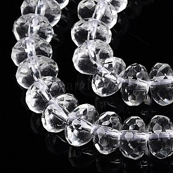 透明ガラスビーズ連売り  多面カット  ロンデル  透明  8x5mm  穴：1.2mm  約81~82個/連  14.96~15.16インチ（38~38.5cm）&nbsp;GLAA-N001-61B