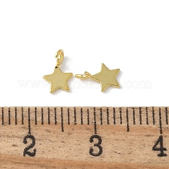 スターリングシルバーのスターチャーム925個  開ループあり  ゴールドカラー  7x5x0.7mm  穴：1mm&nbsp;STER-M099-04G