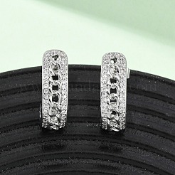 真鍮マイクロペーブクリアキュービックジルコニアスタッドピアス  チェーンチャーム  プラチナ  20x7mm&nbsp;EJEW-B153-15P