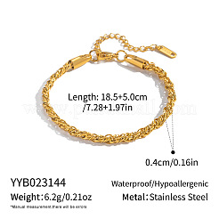 女性用 304 ステンレス シンガポール チェーン ブレスレット  18KGP本金メッキ  7.28インチ（18.5cm）&nbsp;AF5599-1