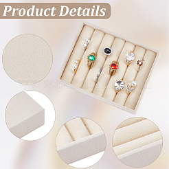 6スロットベルベットジュエリーディスプレイトレイ  イヤリング リング用  長方形  淡黄色  12.3x9.6x2.45cm  内径：115.5x88.5mm&nbsp;ODIS-SP0002-24B-01