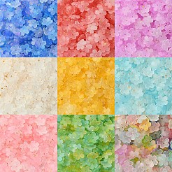 93gのフロストアクリルビーズキャップ  キラキラビーズ  花  ミックスカラー  11x11mm  穴：1mm&nbsp;FACR-YW0001-10I