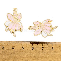 メッキ合金エナメルチャームラック  ゴールドカラー  天使の妖精のチャーム  ミスティローズ  30x19x1.5mm  穴：1.8mm.&nbsp;FIND-A040-08E-01G