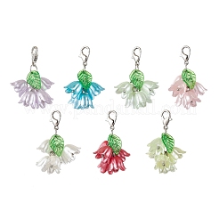 7Pcs Flower ABS Plastic Imitation Pearl & Acrylic Pendant Decorations&nbsp;HJEW-JM02882
