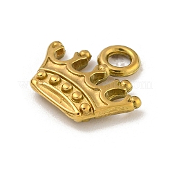 イオンプレーティング（IP）304ステンレススチールチャーム  クラウンチャーム  18KGP本金メッキ  13x14x3mm  穴：2.4mm&nbsp;STAS-N103-98G